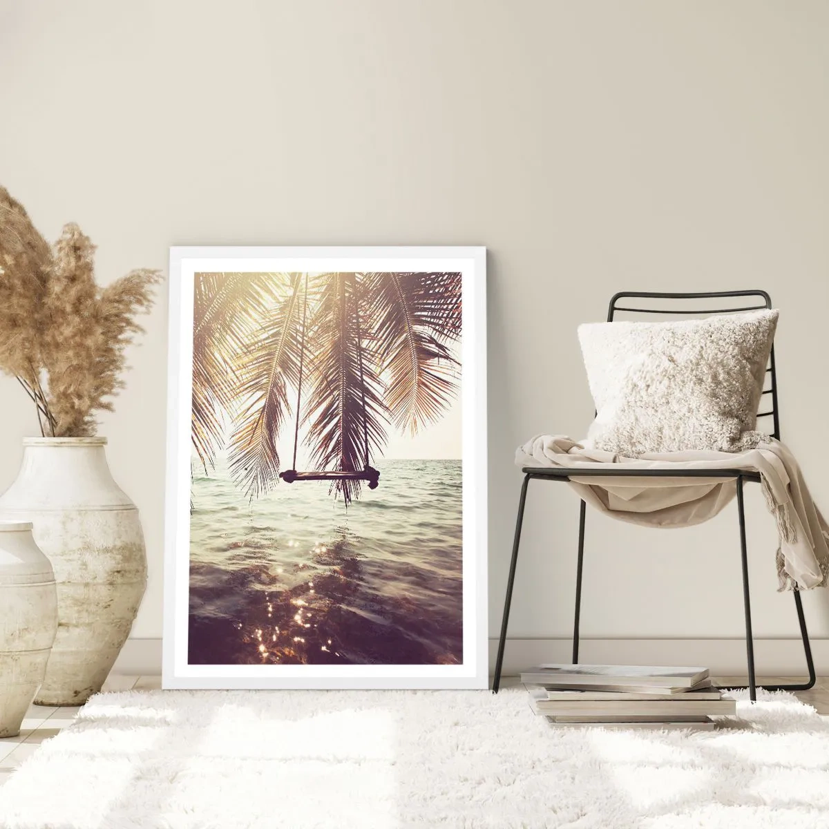 Poster in einem weißen Rahmen - Sie können nach Belieben in den Wolken schwingen - 70x100 cm