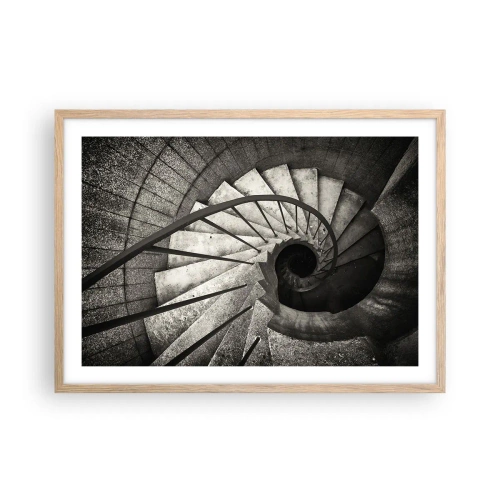 Poster in einem Rahmen aus heller Eiche - Treppe hoch, Treppe runter - 70x50 cm