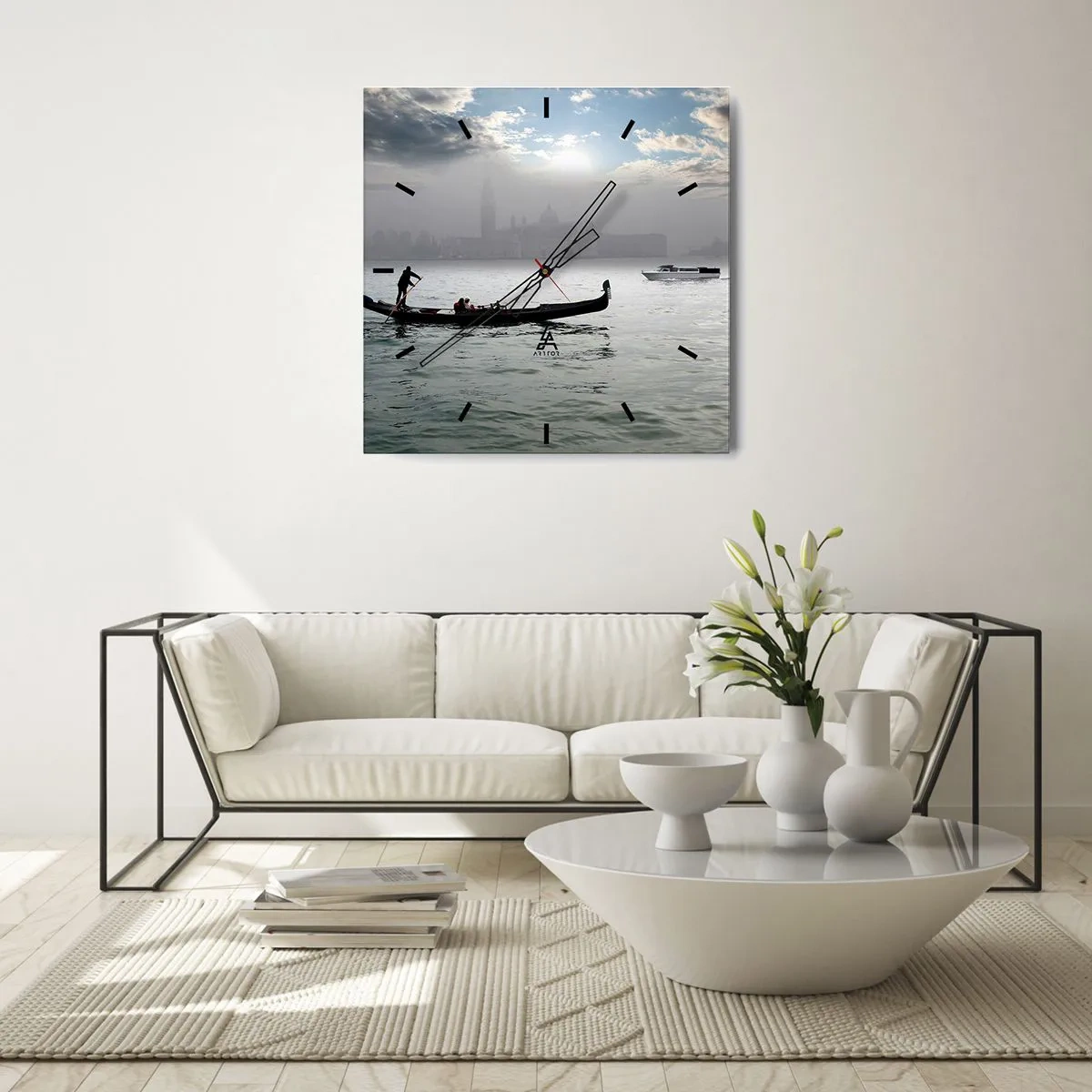 Wanduhr - Glasuhr - Eine fabelhafte Stadt aus Wasser und Nebel - 30x30 cm