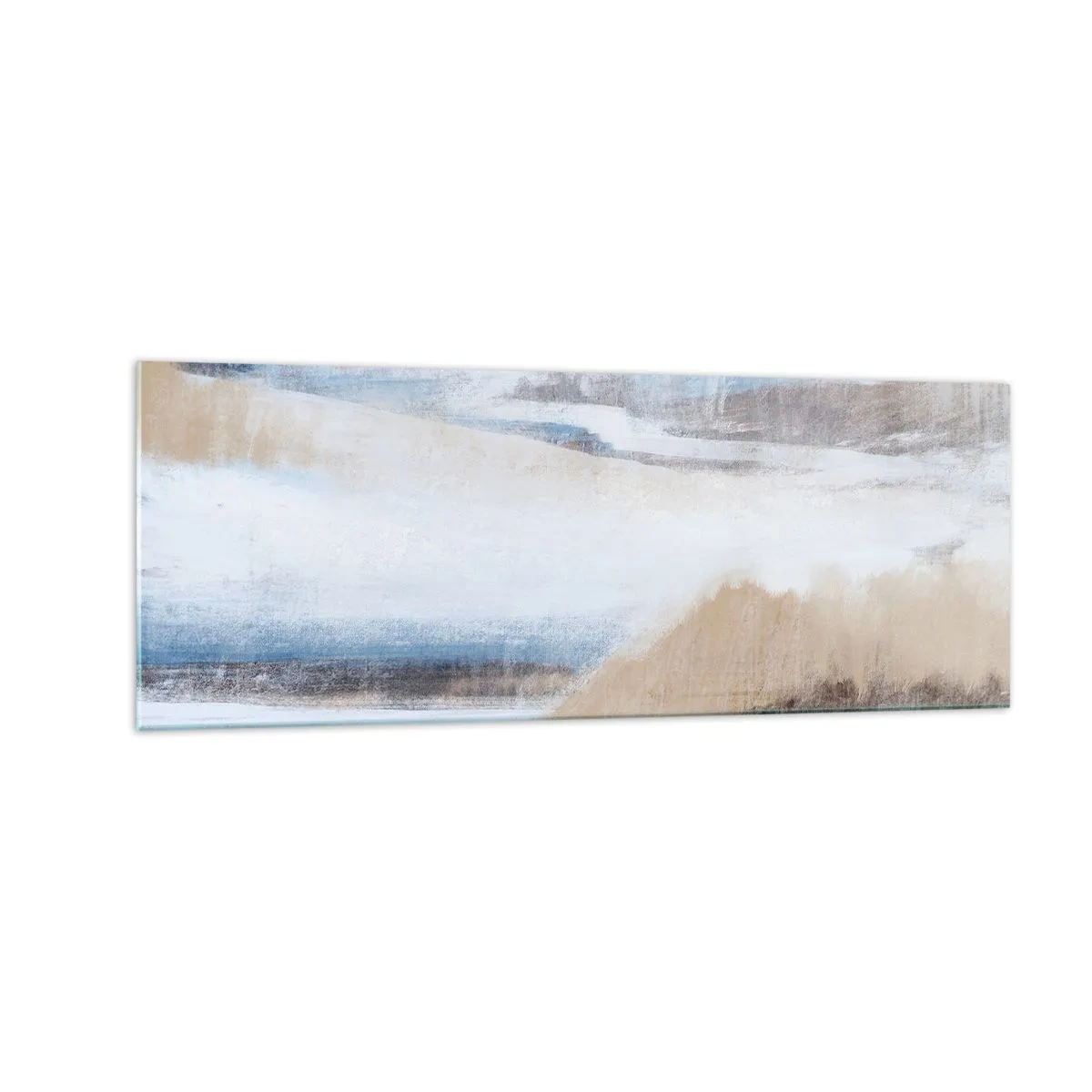 Glasbild - Bild auf glas - Abstrakte Winterlandschaft in Weiß- und Blautönen - 140x50cm - Winterkomposition - Moderne Wanddekoration für Wohnzimmer und Schlafzimmer ARTTOR