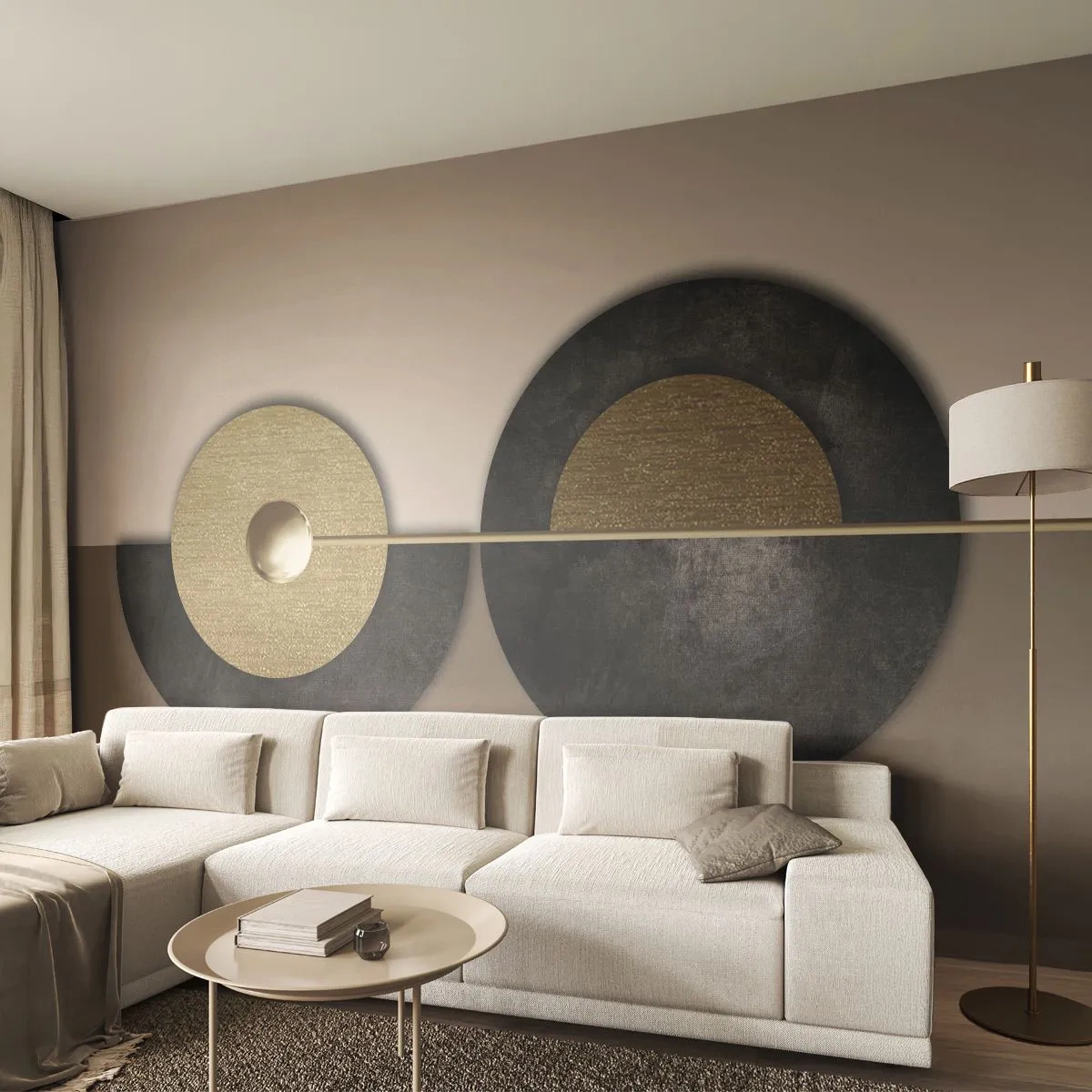 Fototapete Premium Canvas - Variationen rund um den Kreis - Räder, Abstraktion, Art Deco - 500x350 cm