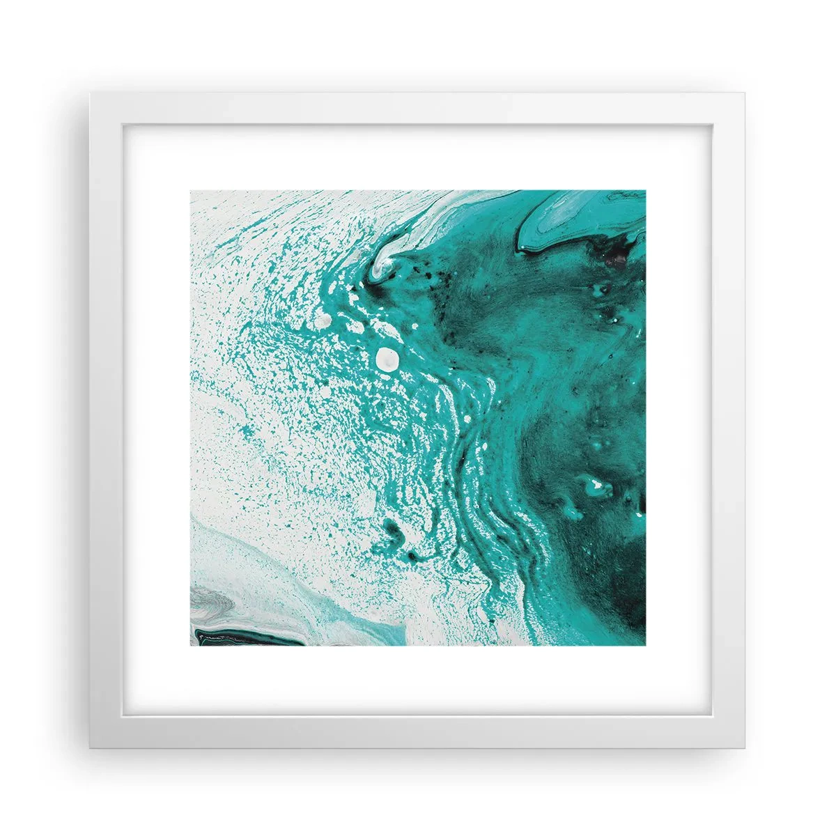 Poster in einem weißen Rahmen - Verschmelzen in Weiß und Türkis - 30x30 cm