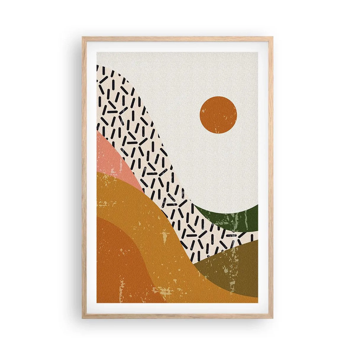 Poster in einem Rahmen aus heller Eiche - Solare Abstraktion - 61x91 cm