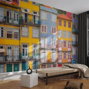 Maßgeschneiderte Fototapete Premium Sand - Farben der Altstadt - Stadt, Porto, Die Architektur