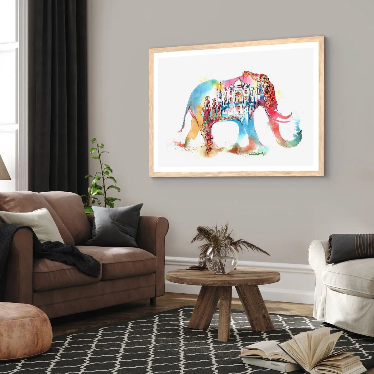 Poster in einem Rahmen aus heller Eiche - Indien – die Aura der Liebe - 100x70 cm