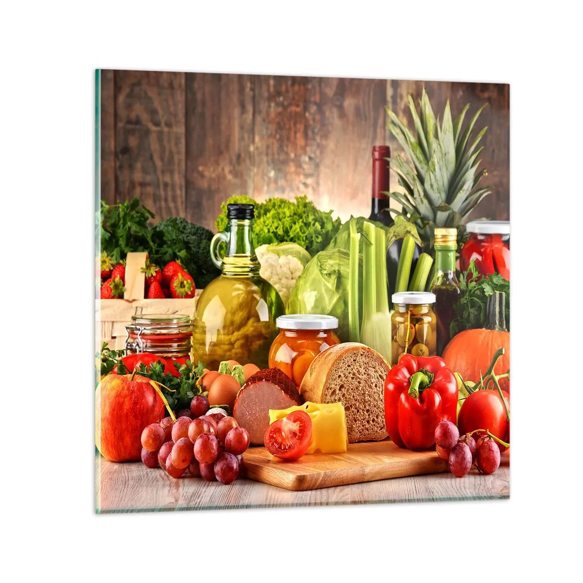 Glasbild - Bild auf glas - Geräuchert, gebacken und eingelegt - 40x40 cm