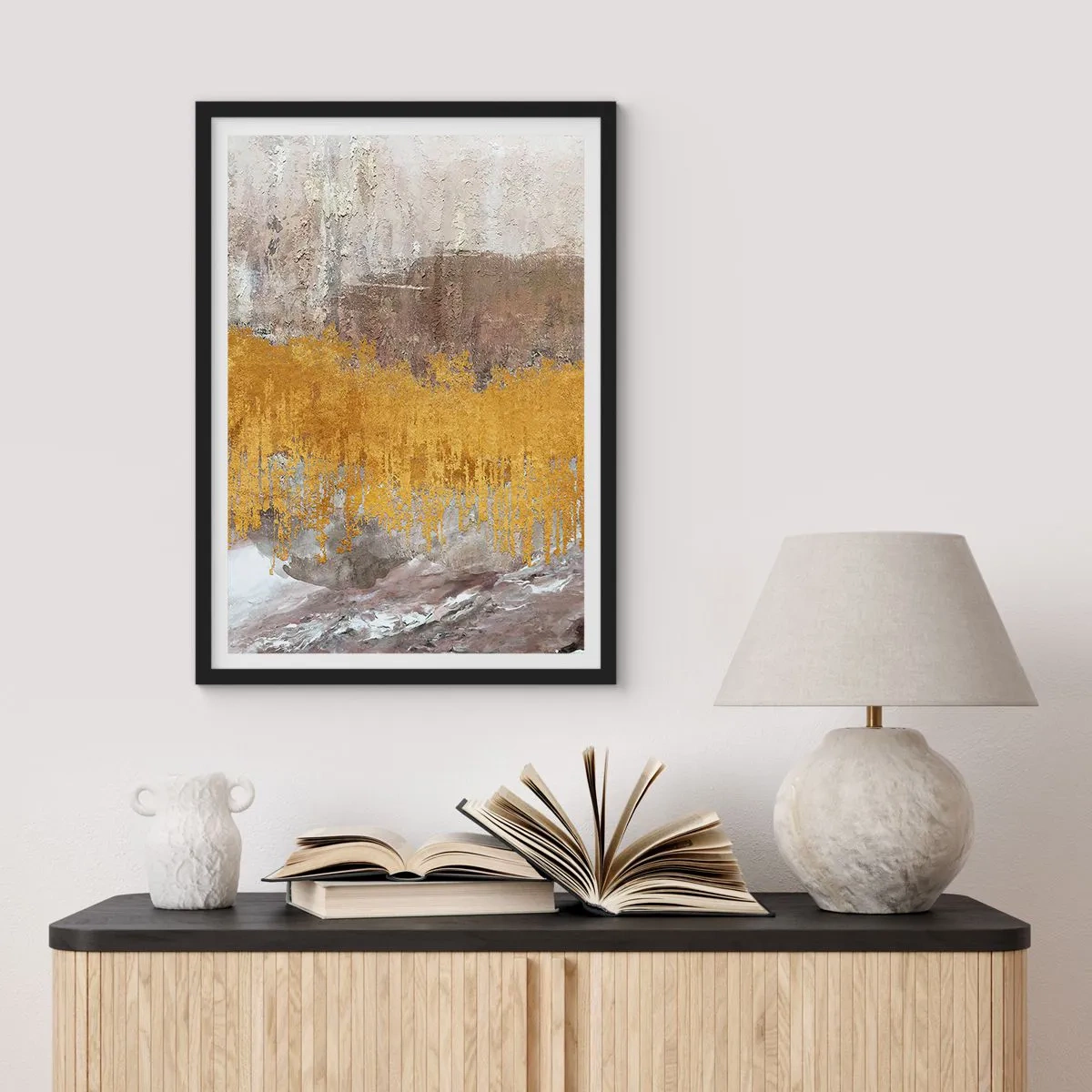 Poster in einem schwarzem Rahmen - Goldene Explosion - 40x50 cm