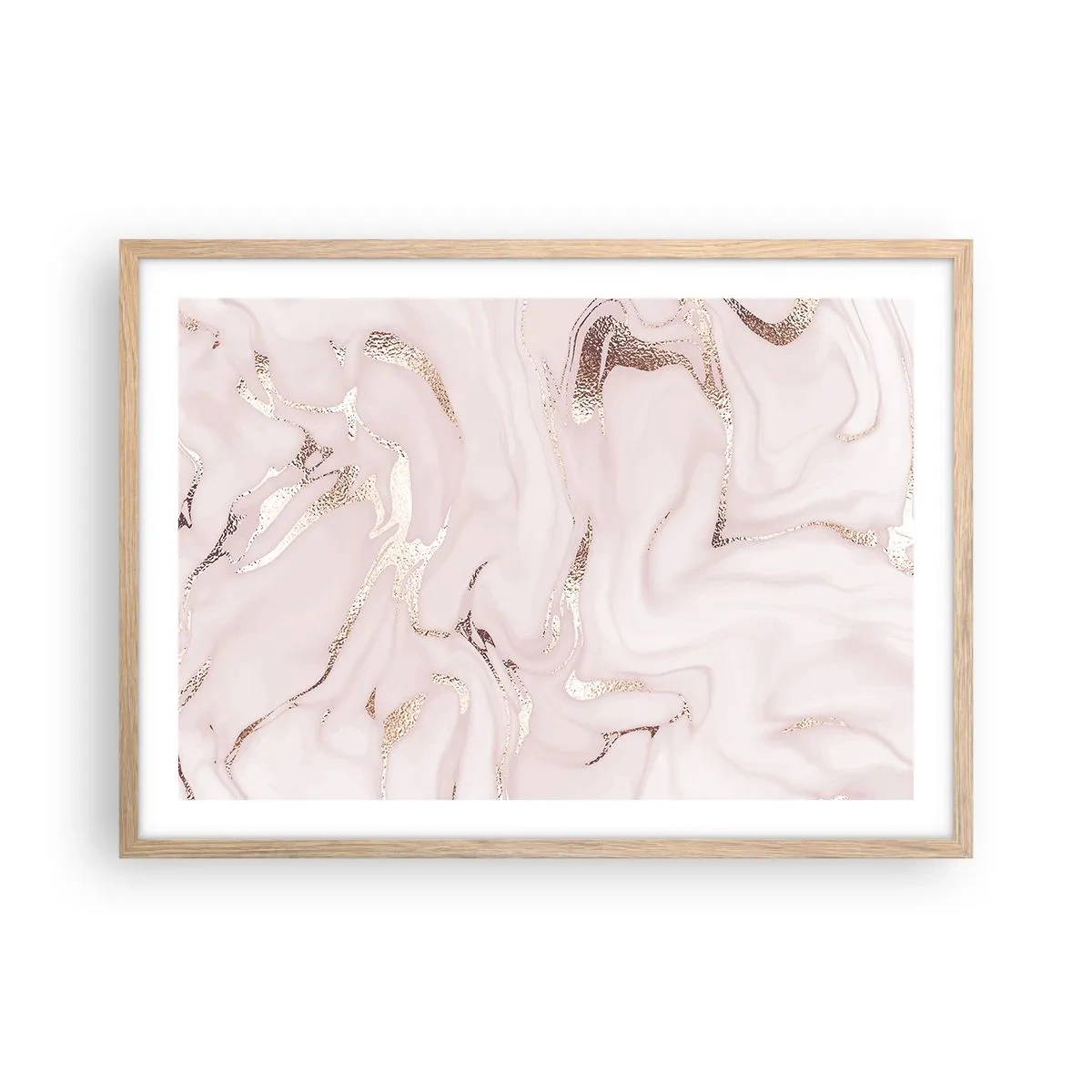 Poster in einem Rahmen aus heller Eiche - In einem rosa Schal - 70x50 cm