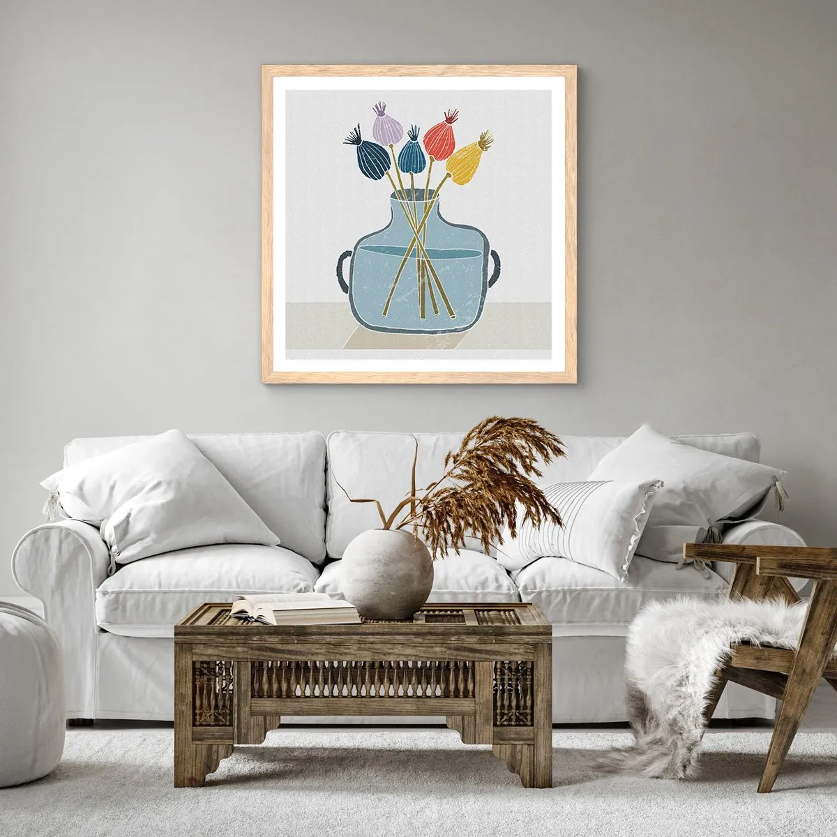 Poster in einem Rahmen aus heller Eiche - Es ist mucksmäuschenstill - 40x40 cm