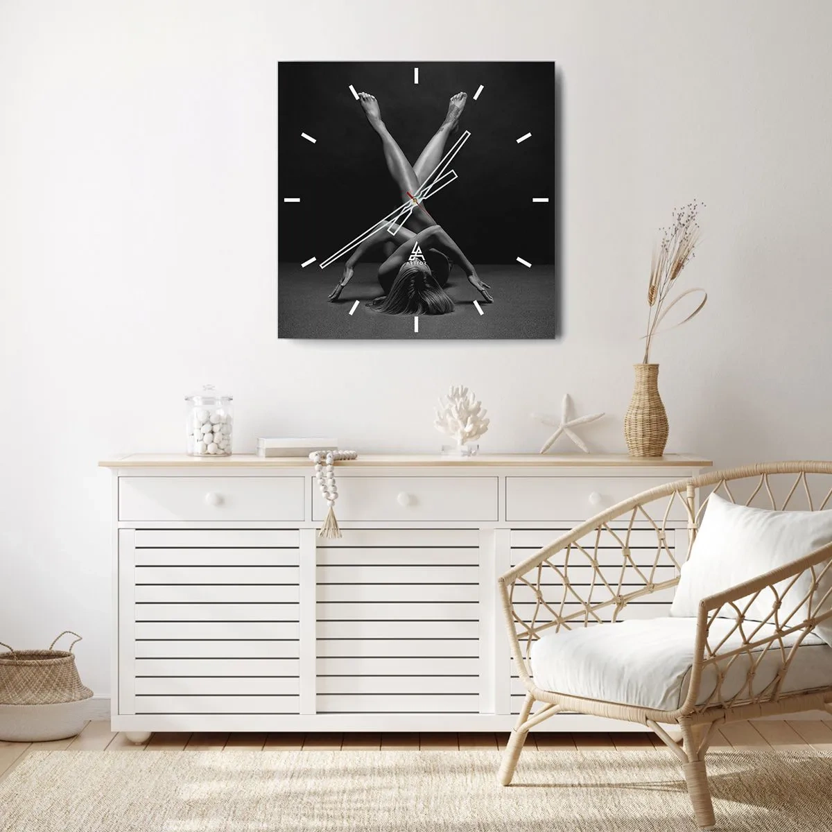 Wanduhr - Glasuhr - Die Geometrie der Nacktheit - 40x40 cm
