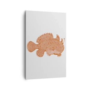 Bild auf Leinwand - Leinwandbild - Detaillierte Zeichnung eines kupferfarbenen Fisches auf weißem Hintergrund - 80x120cm - Es ist also doch ein Fisch - Moderne Wanddekoration für Wohnzimmer und Schlafzimmer ARTTOR