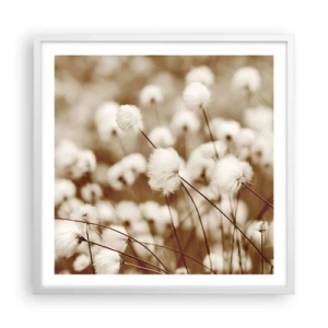 Poster in einem weißen Rahmen - Flauschiges Kornfeld - 60x60 cm