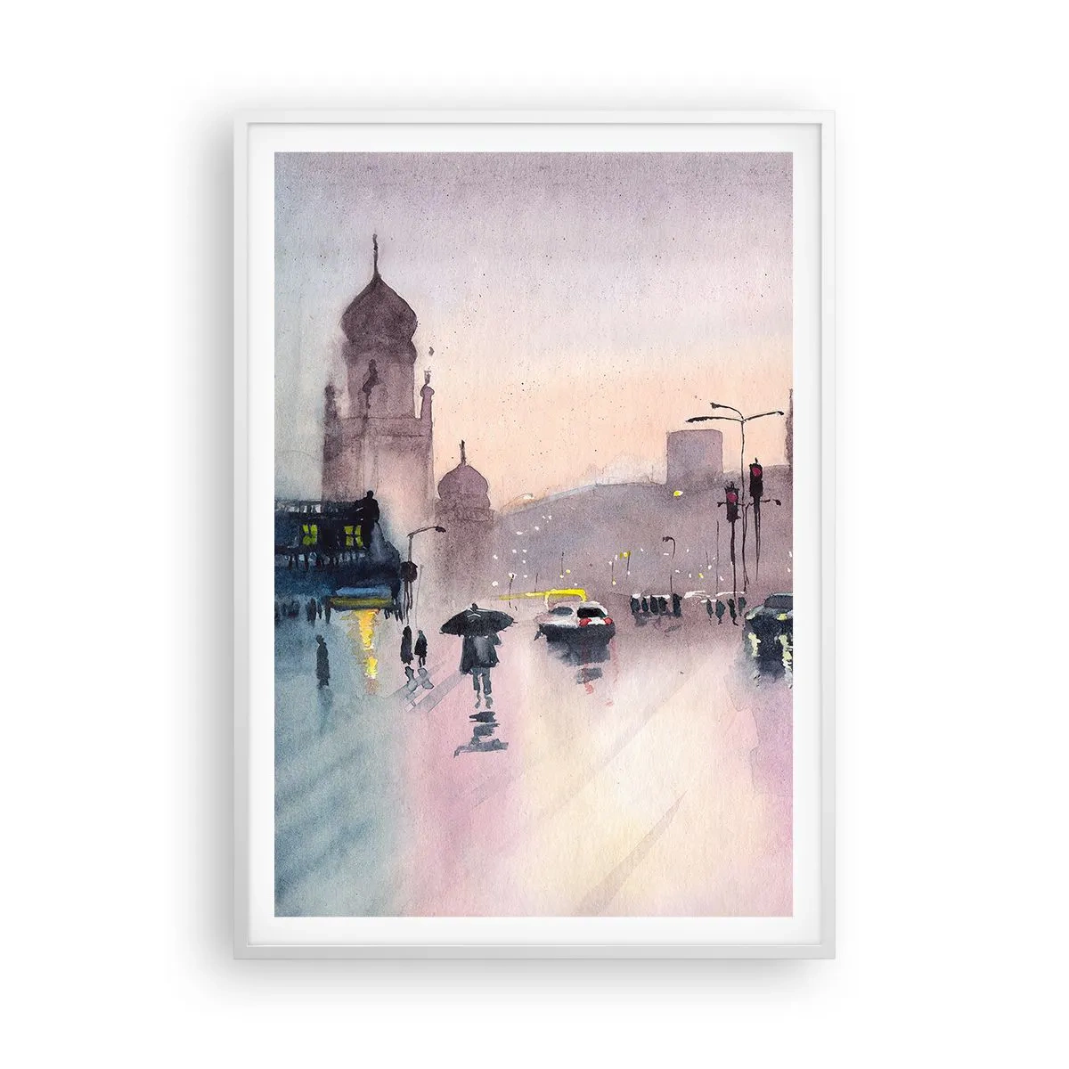 Poster in einem weißen Rahmen - Im regnerischen Dunst - 70x100 cm