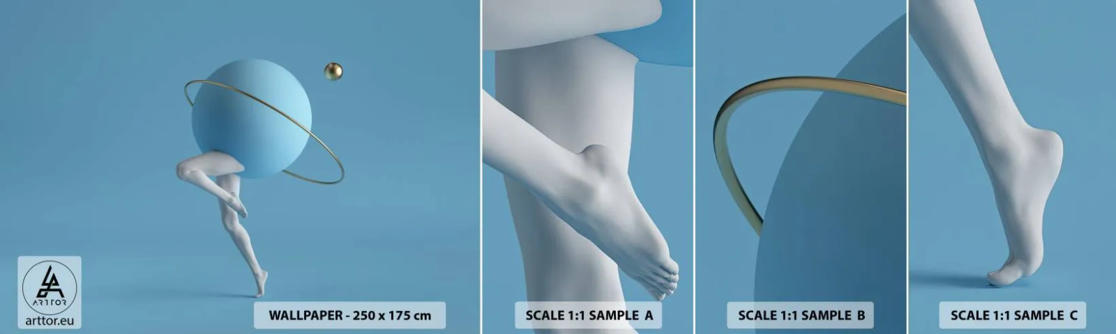 Fototapetenmuster Standard Eco - Und die Planeten spielen verrückt - Abstraktion, Beine, Dreidimensional - 100x30 cm