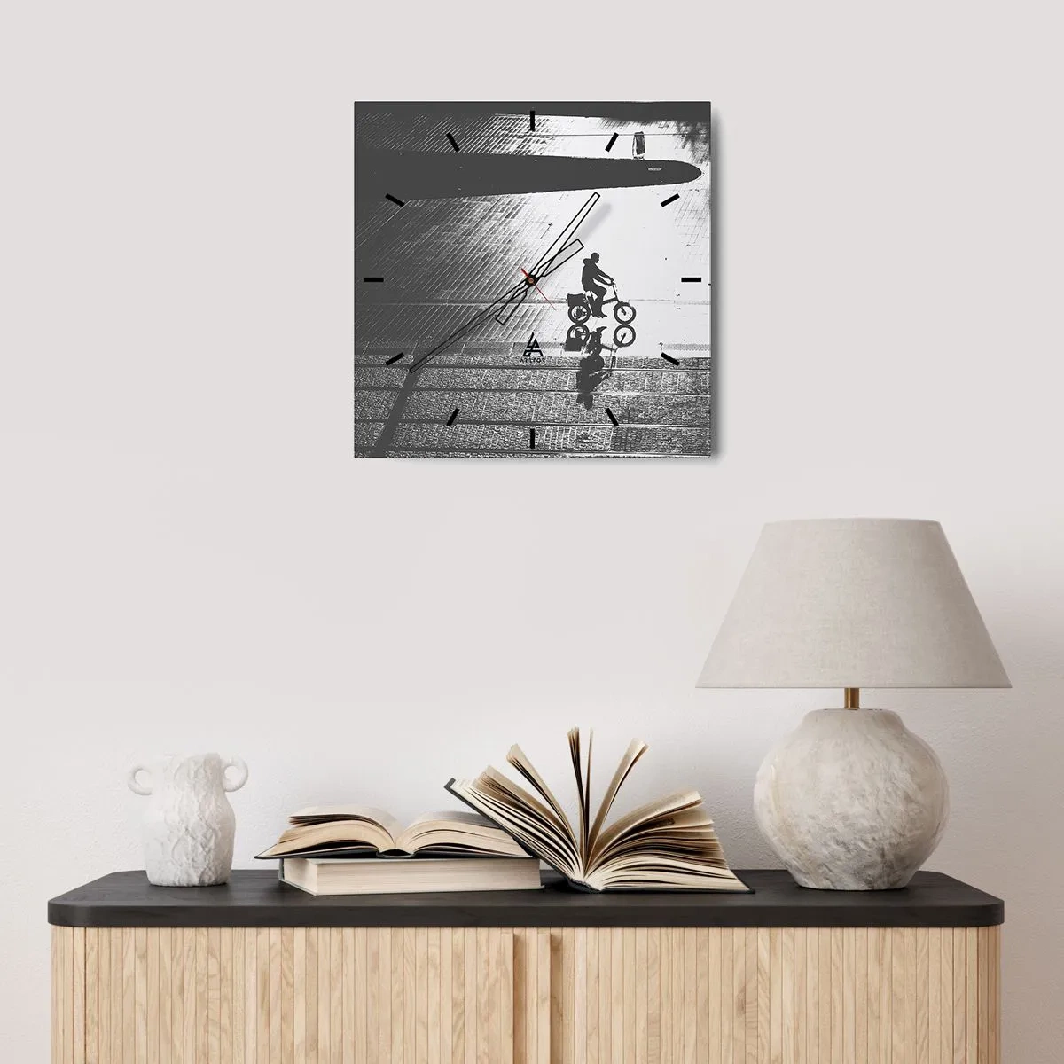 Wanduhr - Glasuhr - Vor sich hin durch die Stadt - 40x40 cm