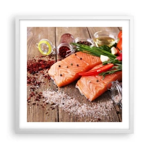 Poster in einem weißen Rahmen - Norwegisches Abenteuer in der Küche - 50x50 cm