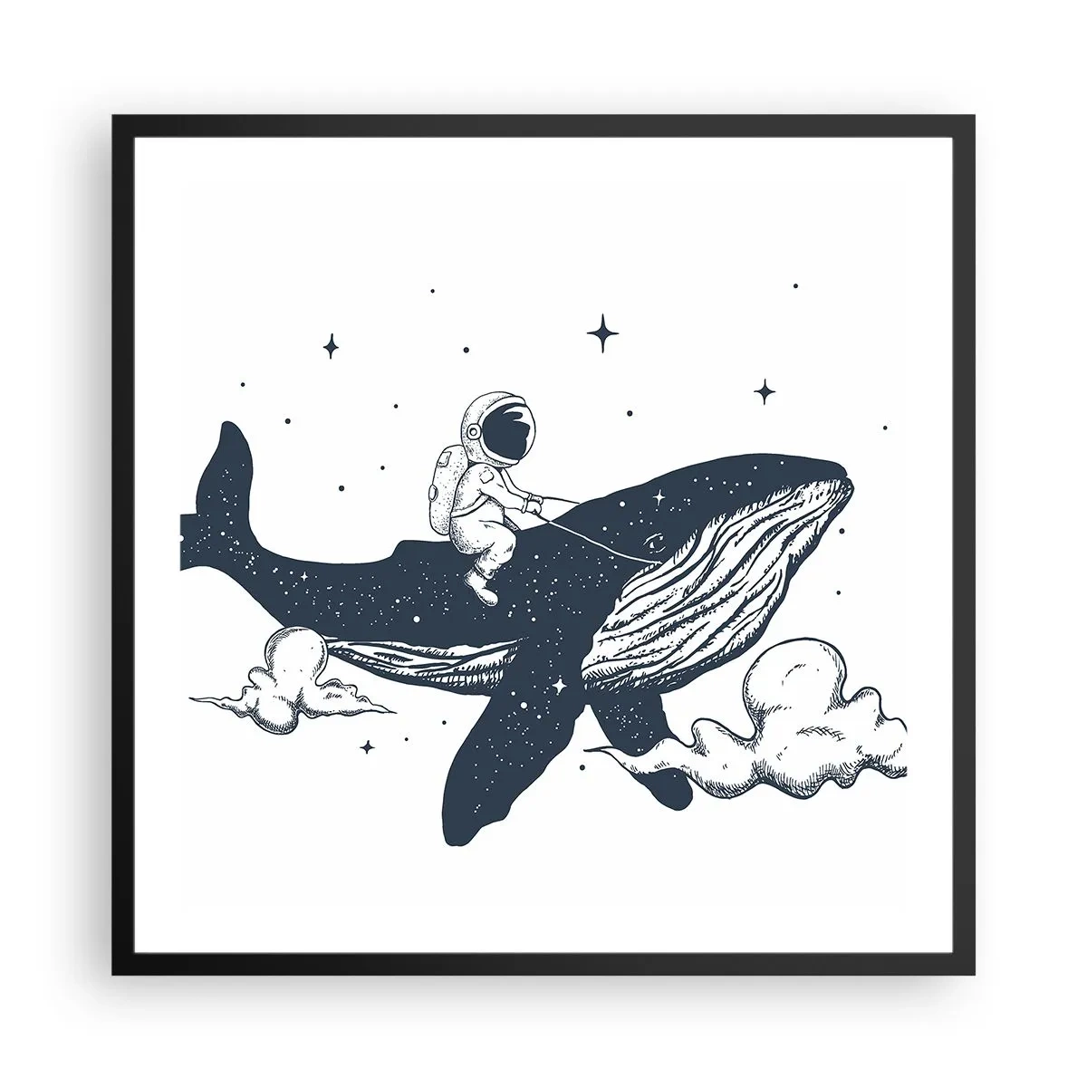 Poster in einem schwarzem Rahmen - Weltraumabenteuer - 60x60 cm