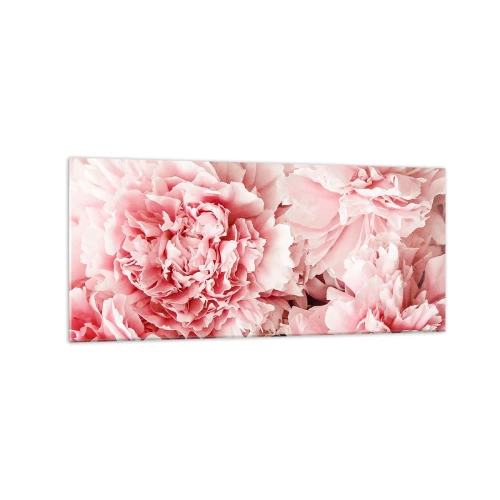 Glasbild - Bild auf glas - Zarte rosa Pfingstrosen in zartem Ambiente - 120x50cm - Rosa Traum - Moderne Wanddekoration für Wohnzimmer und Schlafzimmer ARTTOR