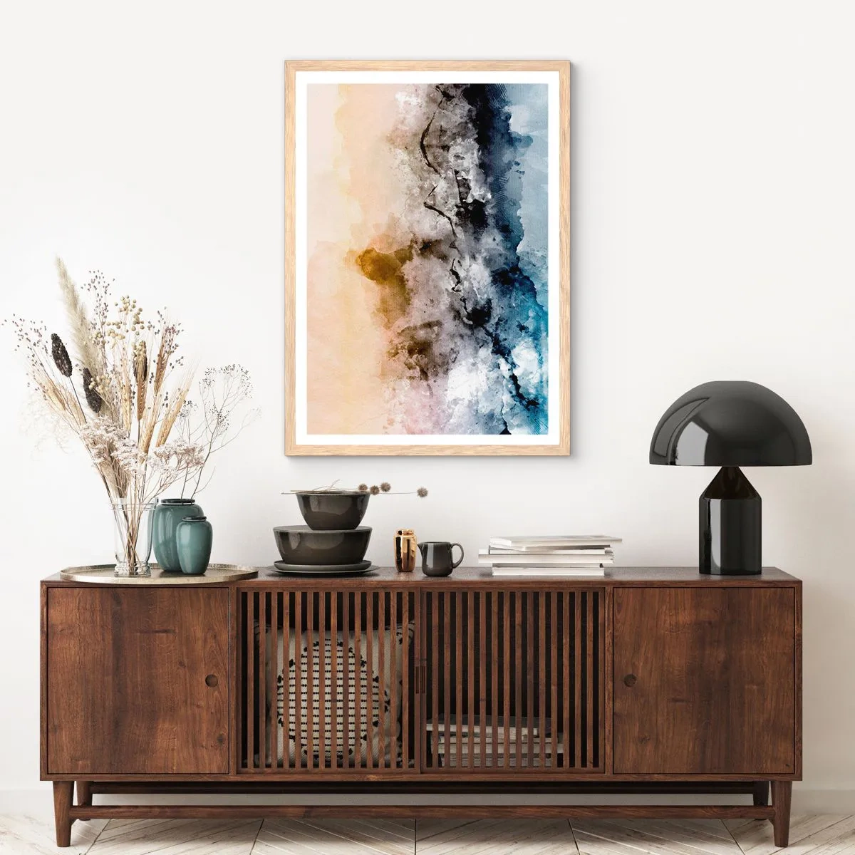 Poster in einem Rahmen aus heller Eiche - In einer Nebelwolke ertrunken - 40x50 cm