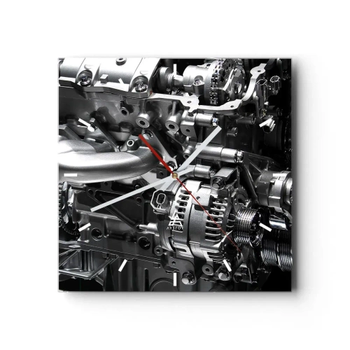 Wanduhr - Glasuhr - Stahl, schön, stark - 40x40 cm