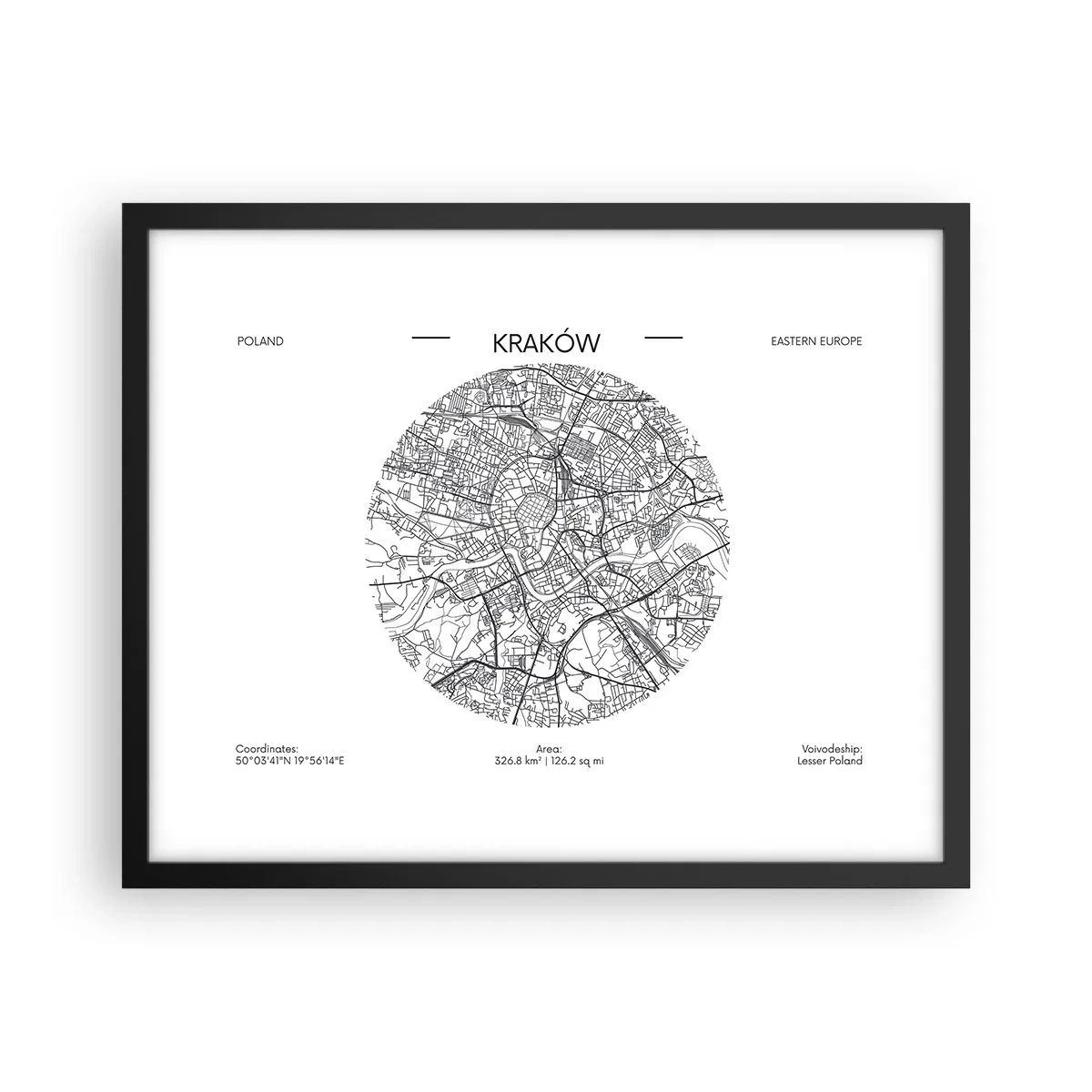 Poster in einem schwarzem Rahmen - Anatomie von Krakau - 50x40 cm