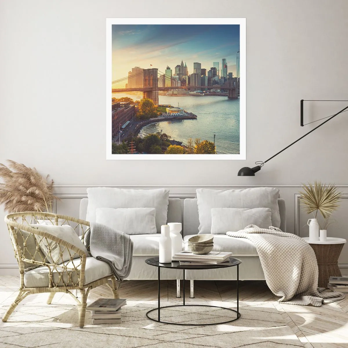 Poster - Morgendämmerung der Großstadt - 60x60 cm