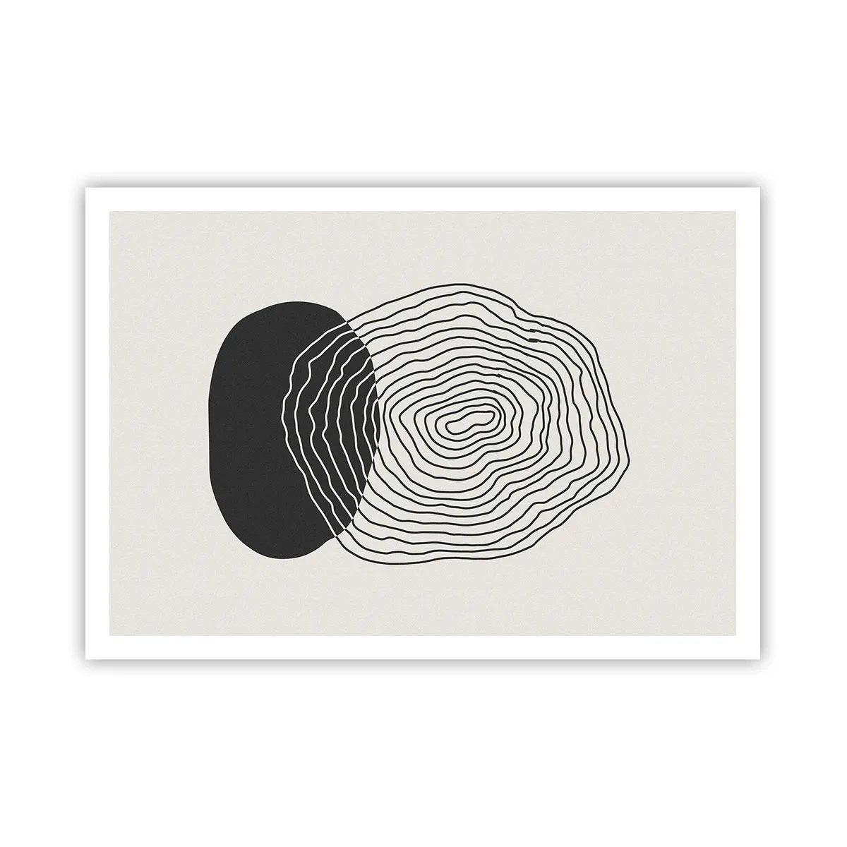 Poster - Abstraktes Muster mit Linien und Formen in Schwarz und Weiß - 100x70cm - Dauer und Schwingung - Moderne Wanddekoration für Wohnzimmer und Schlafzimmer ARTTOR