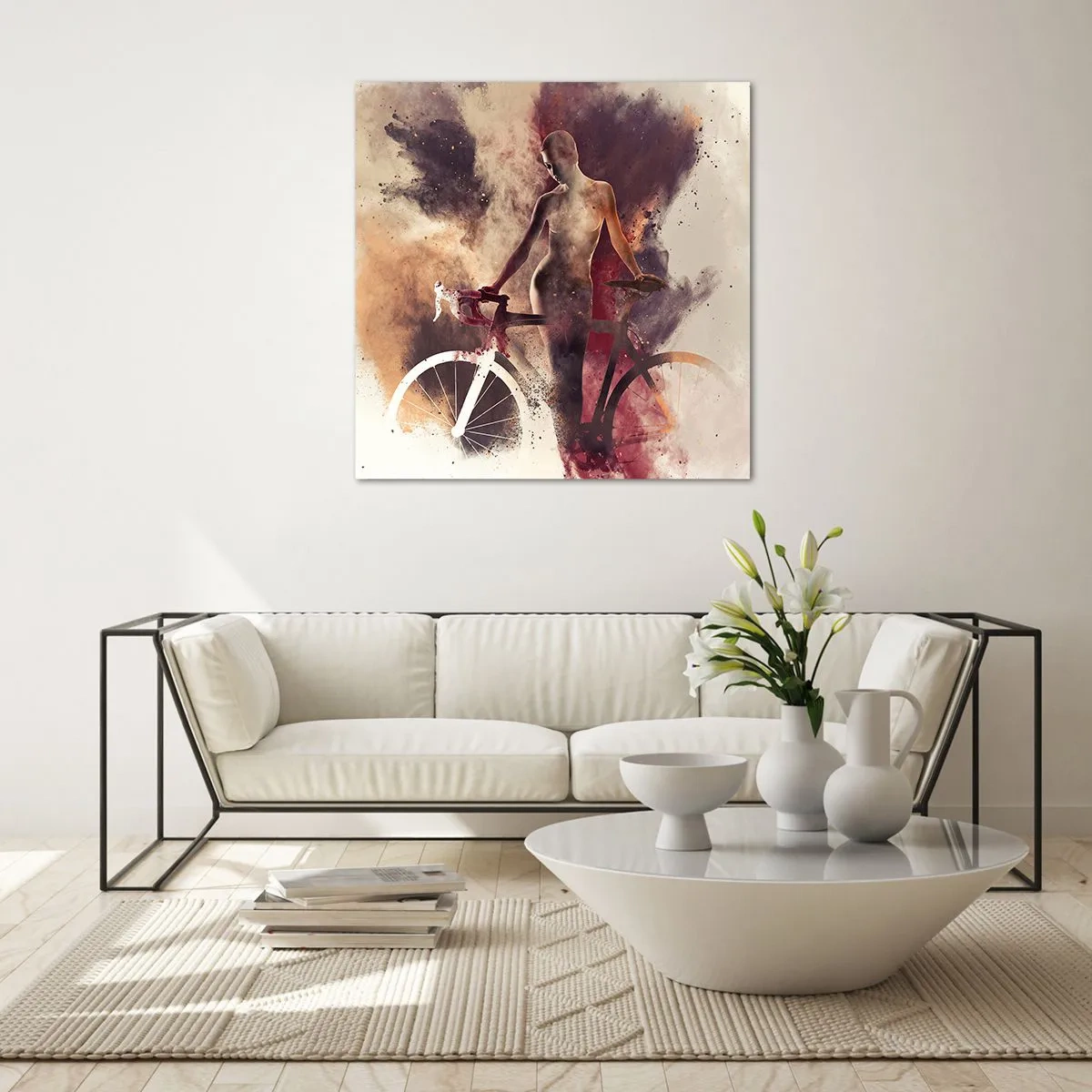 Glasbild - Bild auf glas - Eine Fahrradseele in Marmorformen - 60x60 cm