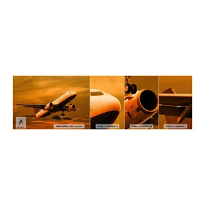 Fototapetenmuster Standard Eco - Flug der Sonne entgegen - Flugzeug, Reise, Sonnenuntergang - 100x30 cm