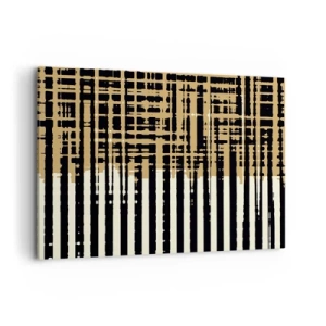 Bild auf Leinwand - Leinwandbild - Abstrakte Linien in Schwarz, Beige und Weiß - 120x80cm - Architektonische Abstraktion - Moderne Wanddekoration für Wohnzimmer und Schlafzimmer ARTTOR