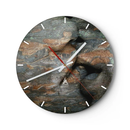 Wanduhr - Glasuhr - Nahaufnahme der natürlichen Holzstruktur - 30x30cm - Für immer zusammen - Moderne Wanddekoration für Wohnzimmer, Küche und Schlafzimmer ARTTOR