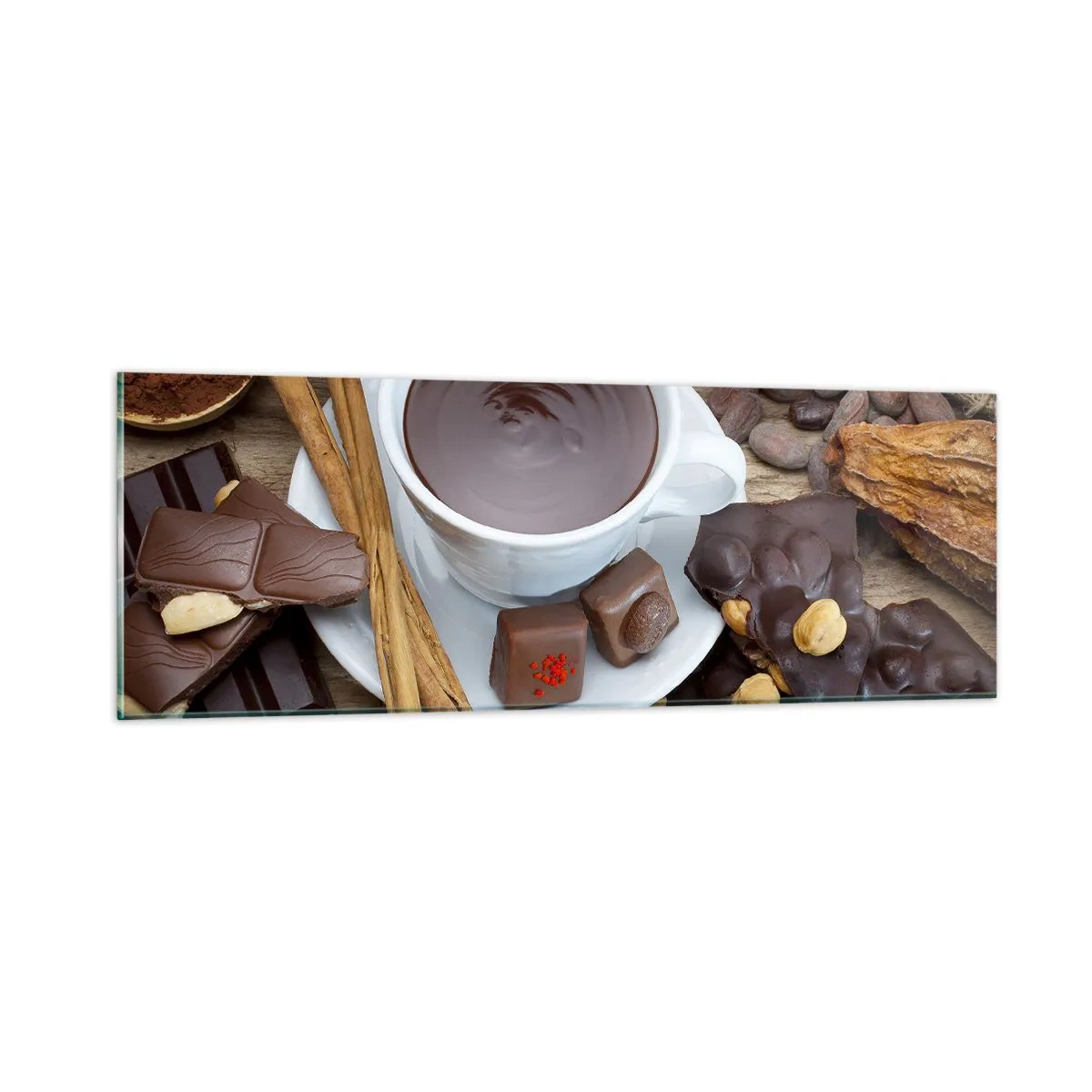 Glasbild - Bild auf glas - Aus einer märchenhaften Schokoladenfabrik - 90x30 cm