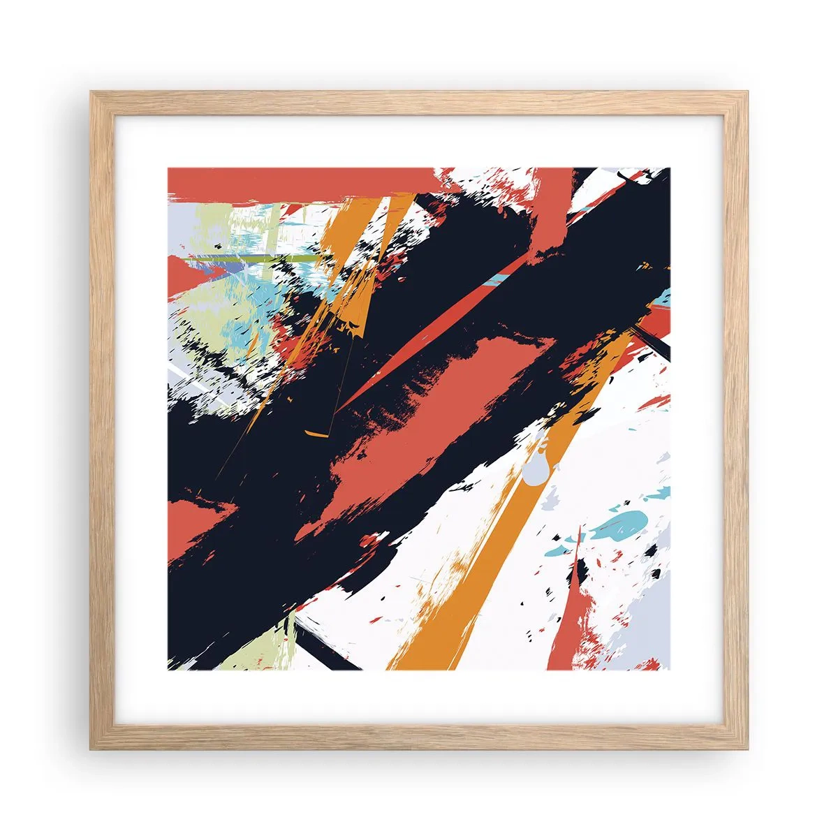 Poster in einem Rahmen aus heller Eiche - Dynamische Komposition - 40x40 cm