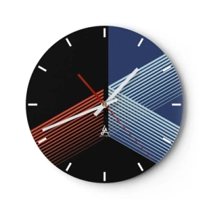 Wanduhr - Glasuhr - Geometrische Abstraktion mit Linien in Kontrastfarben - 30x30cm - Eine einfache Geschichte - Moderne Wanddekoration für Wohnzimmer, Küche und Schlafzimmer ARTTOR