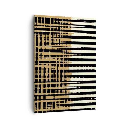 Bild auf Leinwand - Leinwandbild - Abstrakte Linien in Schwarz, Beige und Weiß - 50x70cm - Architektonische Abstraktion - Moderne Wanddekoration für Wohnzimmer und Schlafzimmer ARTTOR