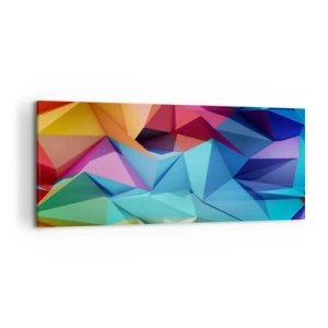 Bild auf Leinwand - Leinwandbild - Bunte geometrische Abstraktion in lebendigen Farben - 120x50cm - Regenbogen-Origami - Moderne Wanddekoration für Wohnzimmer und Schlafzimmer ARTTOR