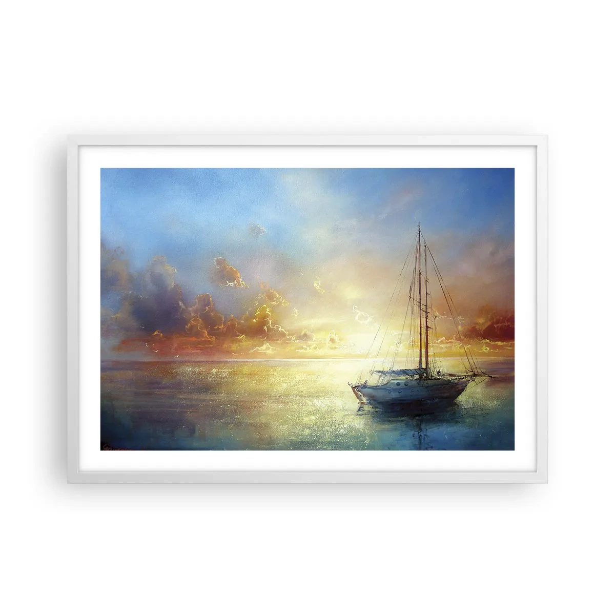 Poster in einem weißen Rahmen - In einer goldenen Bucht - 70x50 cm