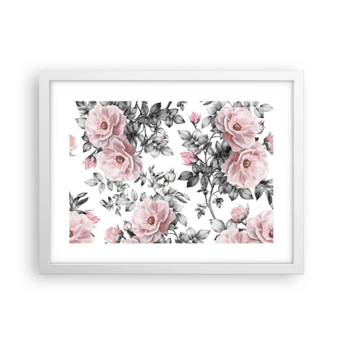 Poster in einem weißen Rahmen - Verliere dich in den Blüten der Rosen - 40x30 cm