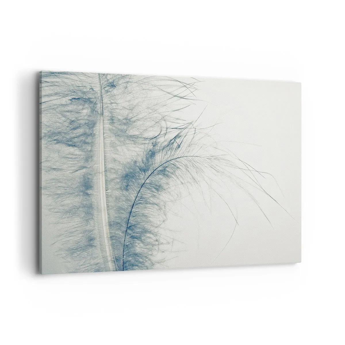 Bild auf Leinwand - Leinwandbild - Eine zarte Feder in Pastelltönen auf hellem Untergrund - 120x80cm - Flüstern der Natur - Moderne Wanddekoration für Wohnzimmer und Schlafzimmer ARTTOR