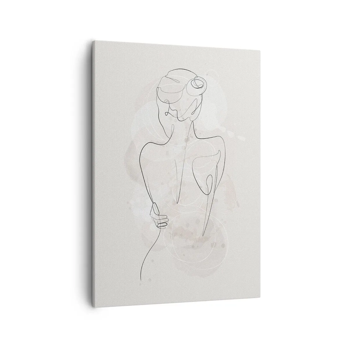 Bild auf Leinwand - Leinwandbild - Eine minimalistische Skizze einer weiblichen Silhouette vor hellem Hintergrund. - 50x70cm - Wie ein sensibles Instrument - Moderne Wanddekoration für Wohnzimmer und Schlafzimmer ARTTOR