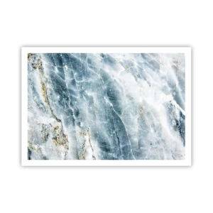 Poster - Marmorstruktur in Blau- und Weißtönen - 100x70cm - Eiswelt - Moderne Wanddekoration für Wohnzimmer und Schlafzimmer ARTTOR