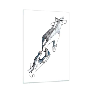 Glasbild - Bild auf glas - Künstlerische Darstellung zweier Hände im abstrakten Stil - 50x70cm - Eine gute Geste - Moderne Wanddekoration für Wohnzimmer und Schlafzimmer ARTTOR