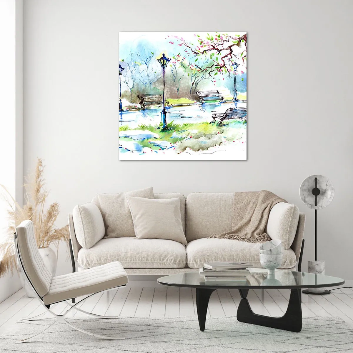 Glasbild - Bild auf glas - Der Zauber der Stille des Parks - 70x70 cm