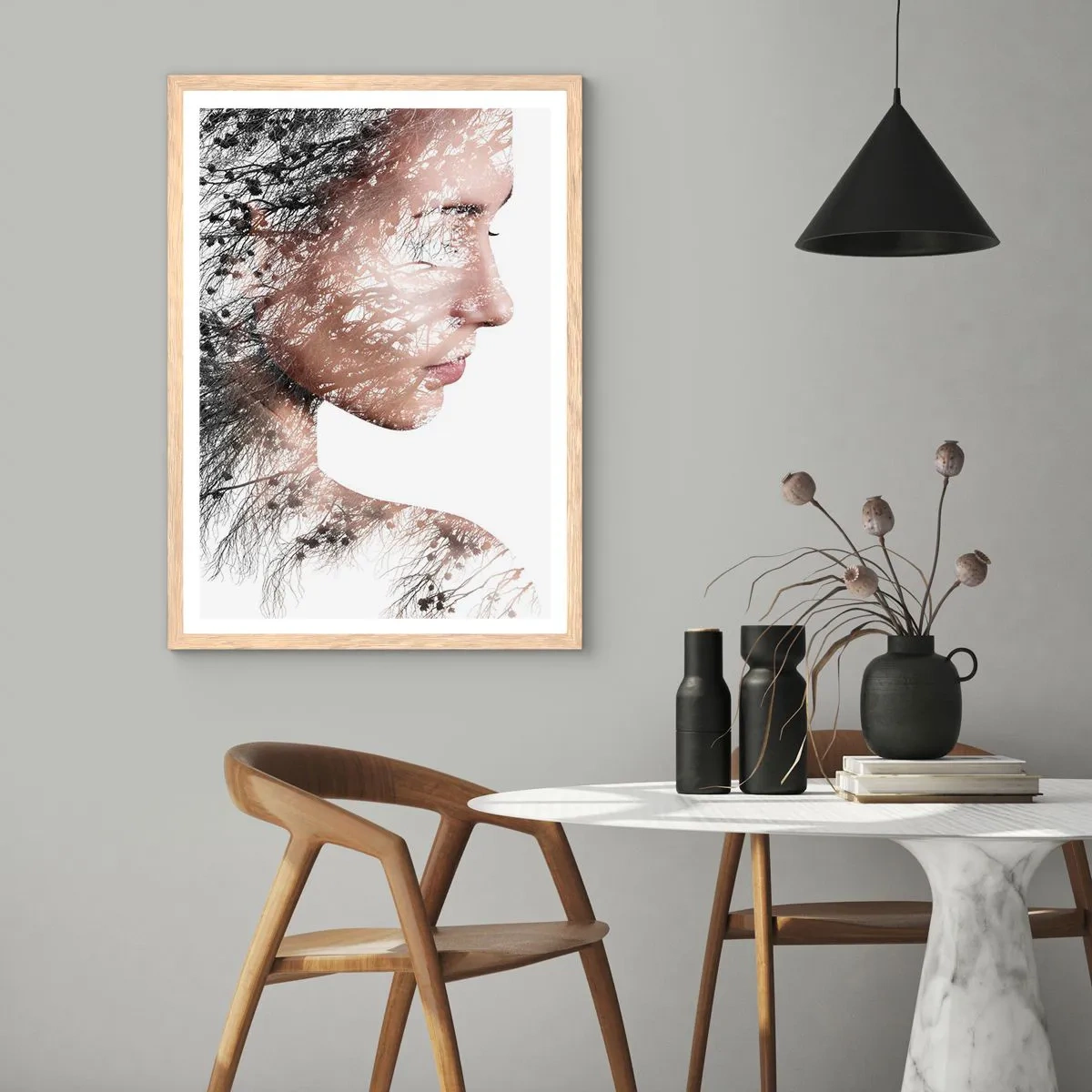 Poster in einem Rahmen aus heller Eiche - Der Geist des Waldes - 70x100 cm