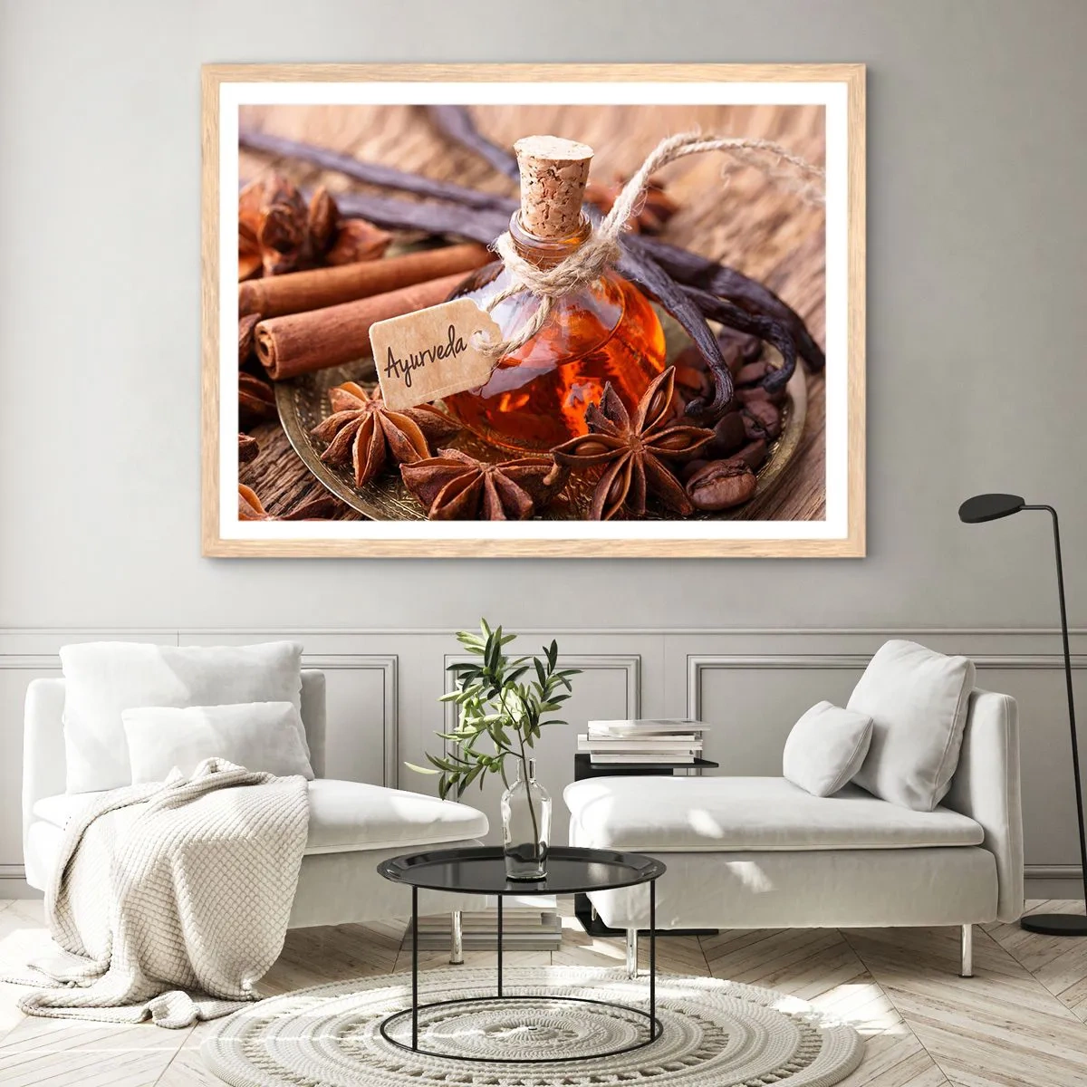 Poster in einem Rahmen aus heller Eiche - Zur Einheit von Körper und Geist - 91x61 cm