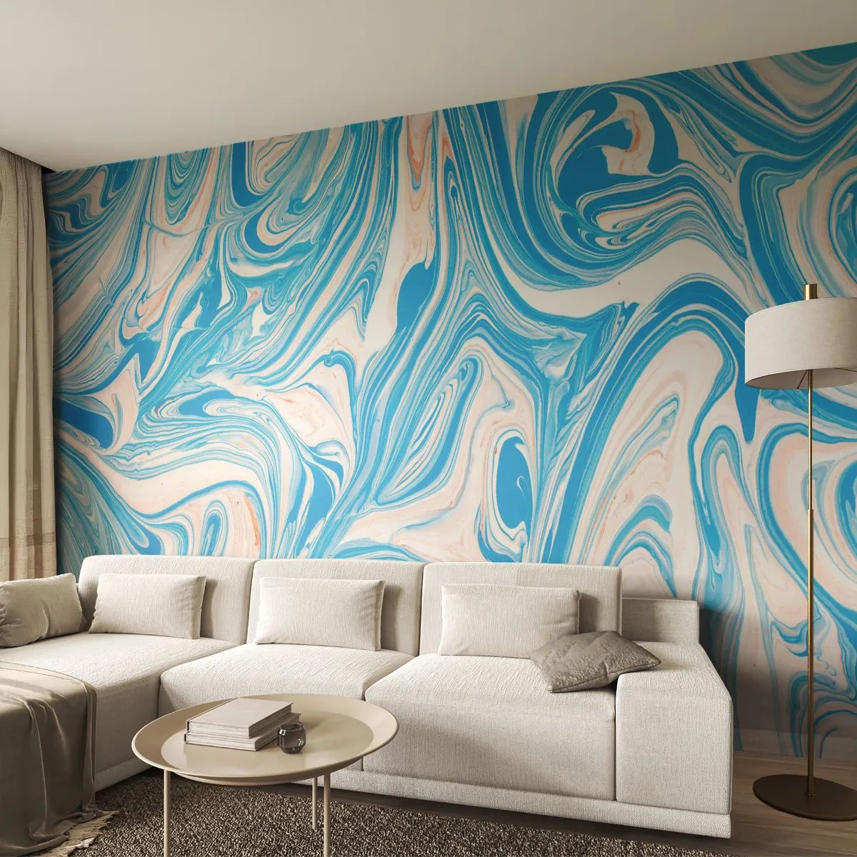 Fototapete Premium Sand - Sumpf in Türkis - Abstraktion, Stück, Modernes Muster - 450x315 cm