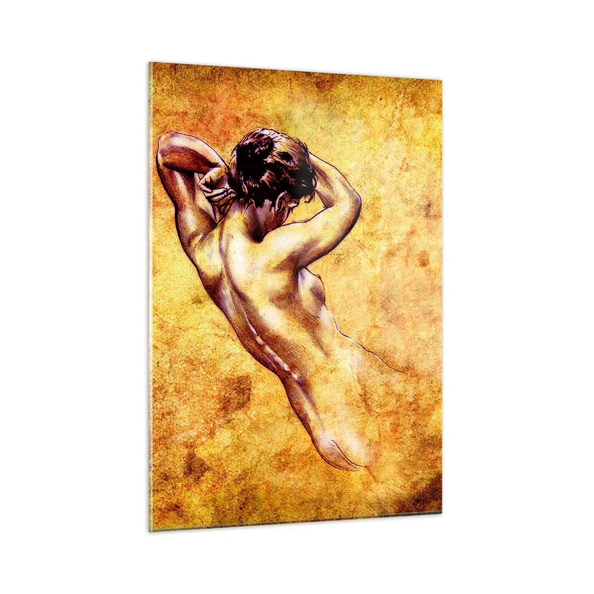 Glasbild - Bild auf glas - Künstlerische Figur eines Mannes vor einem Vintage-Hintergrund - 50x70cm - Entdeckt, aber immer noch ein Rätsel - Moderne Wanddekoration für Wohnzimmer und Schlafzimmer ARTTOR