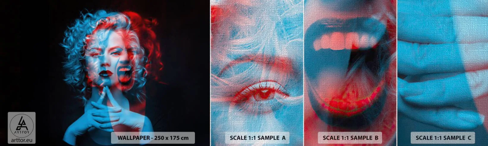 Fototapeten Muster Premium Canvas - Alter Ego - Abstraktion, Frau, Das Gesicht einer Frau - 100x30 cm