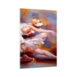 Glasbild - Bild auf glas - Eine Ballerina in dynamischer Pose inmitten von Pastellfarben. - 70x100cm - Schwan Gnade - Moderne Wanddekoration für Wohnzimmer und Schlafzimmer ARTTOR