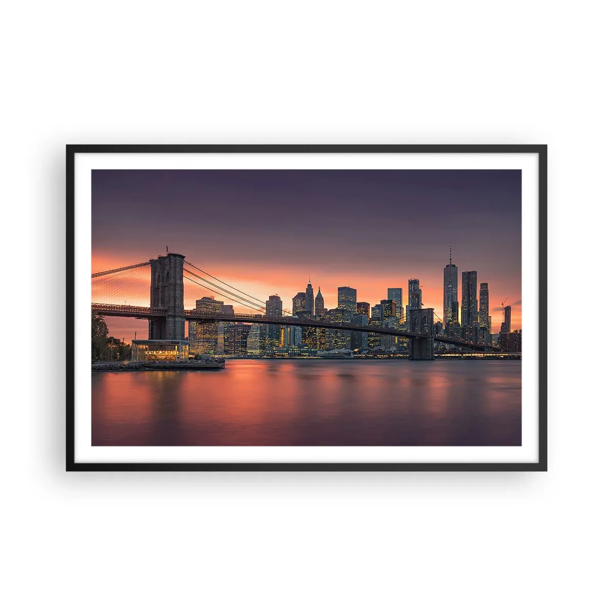 Poster in einem schwarzem Rahmen - Eingetaucht in lila Stille - 91x61 cm